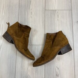 Lucky Brand Lahela Brown Suede Leather Ankle Boots Womens 8.5 Classic Booties